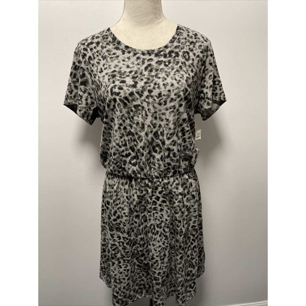 Old Navy Dress Leopard Print Casual Short Sleeve Dress Women’s Large  NWT